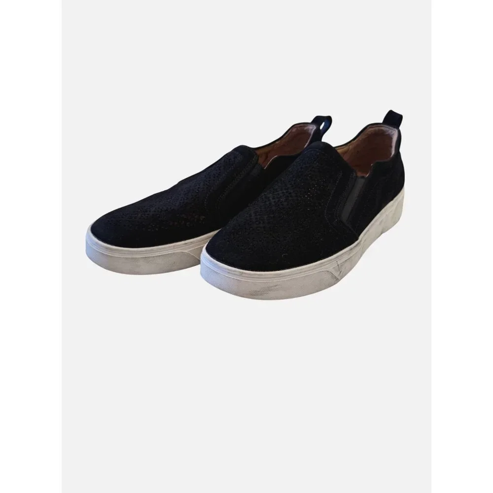 Vionic Kimmie Perferated Black Size 8.5 Sneaker Arch Comfort Suede